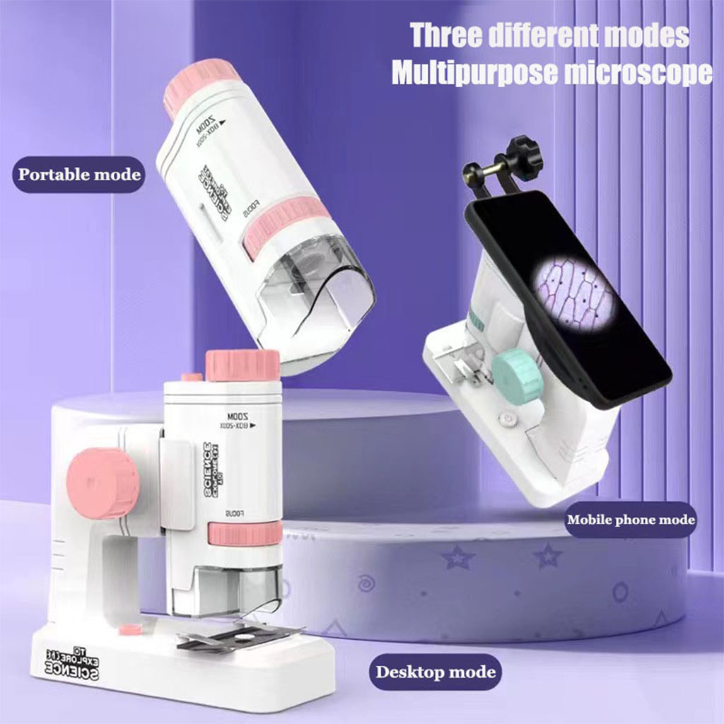 Mini Pocket Microscope Kit for Kids Science Microscope Toys Kit 200X ...