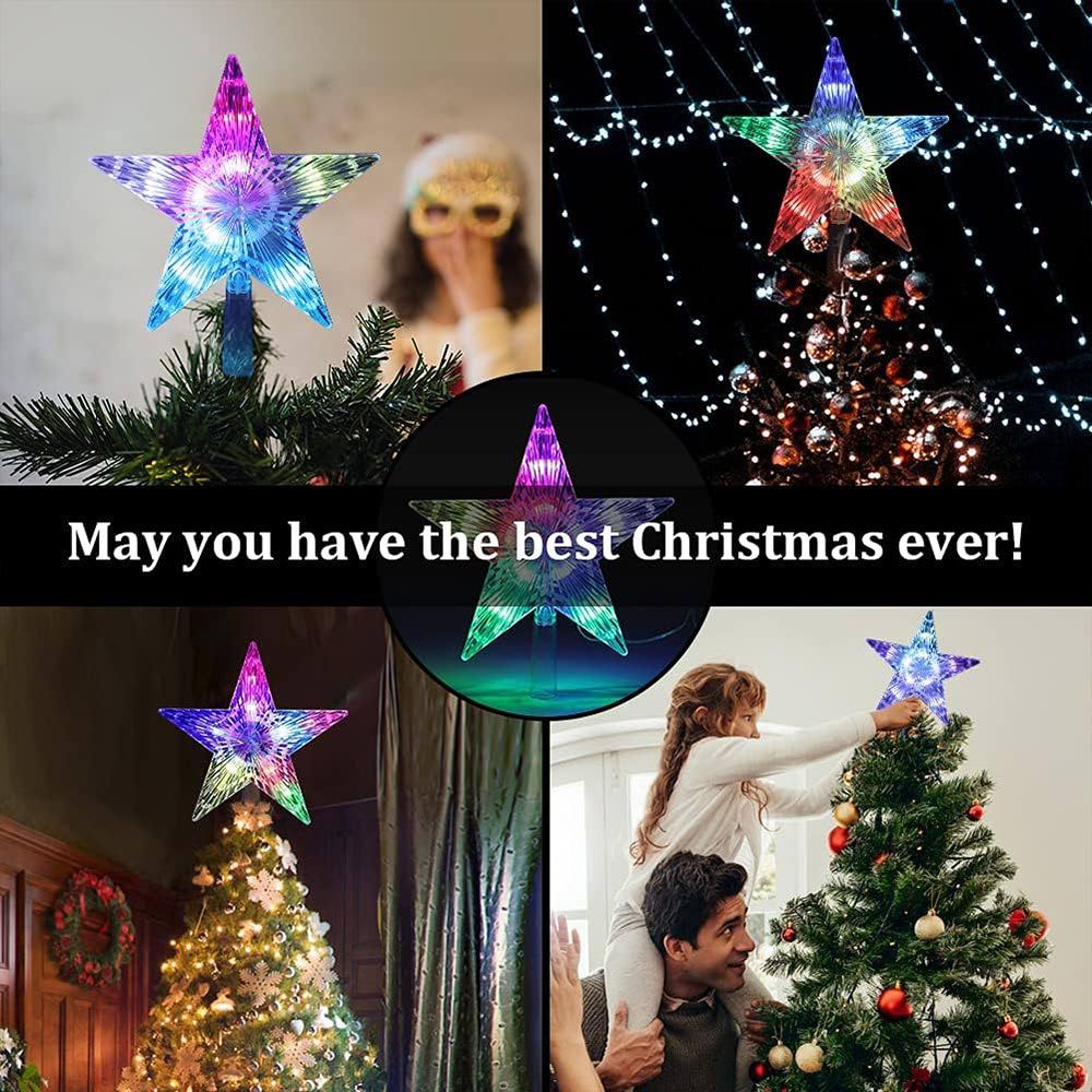 Christmas Tree Top Lights Led Lighted Star Xmas Ornament Light Topper ...
