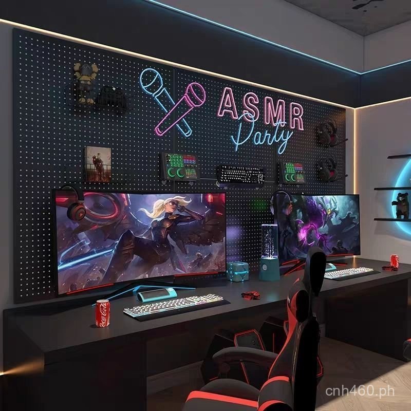 E-Sports Storage Rack Wall Hole Board Tech-Style Computer Desk ...