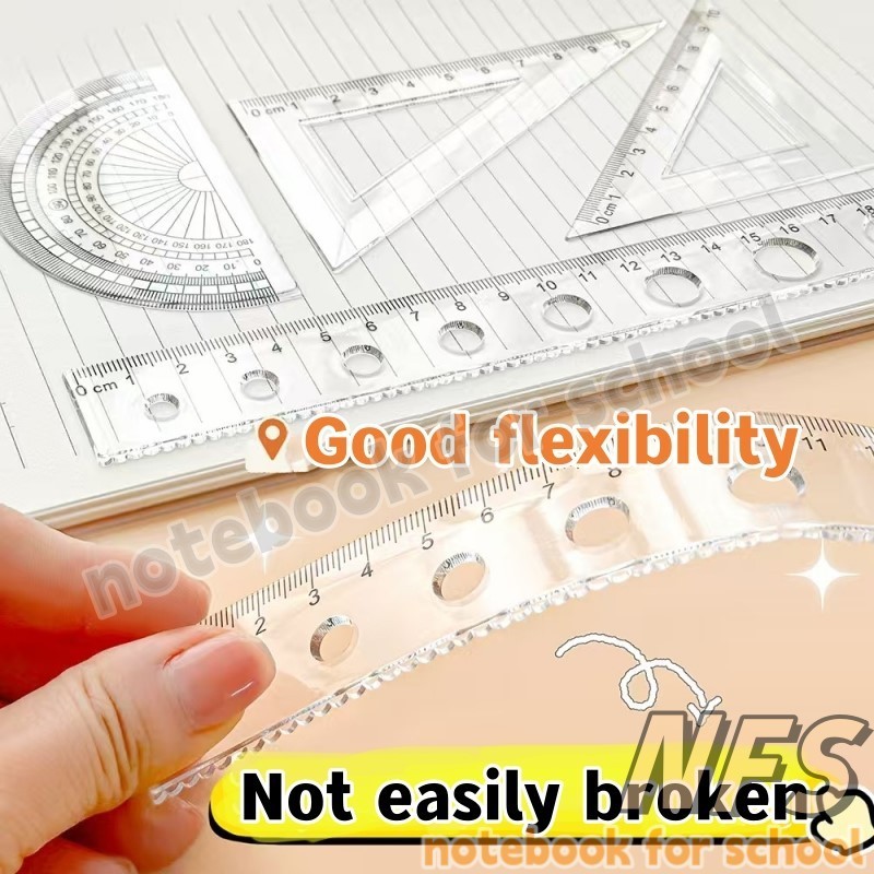 NFS 4in1 Transparent Ruler Set 20CM Triangular Ruler Protractor 4PCS ...