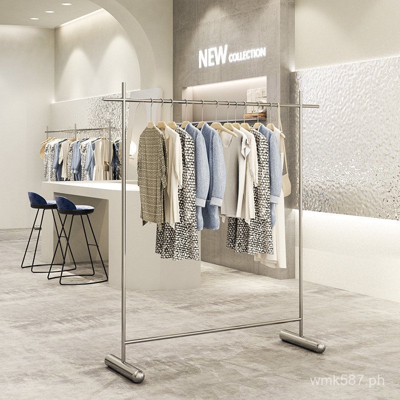 Clothing Store Stainless Steel Center Island Hanging Rack ins Display ...