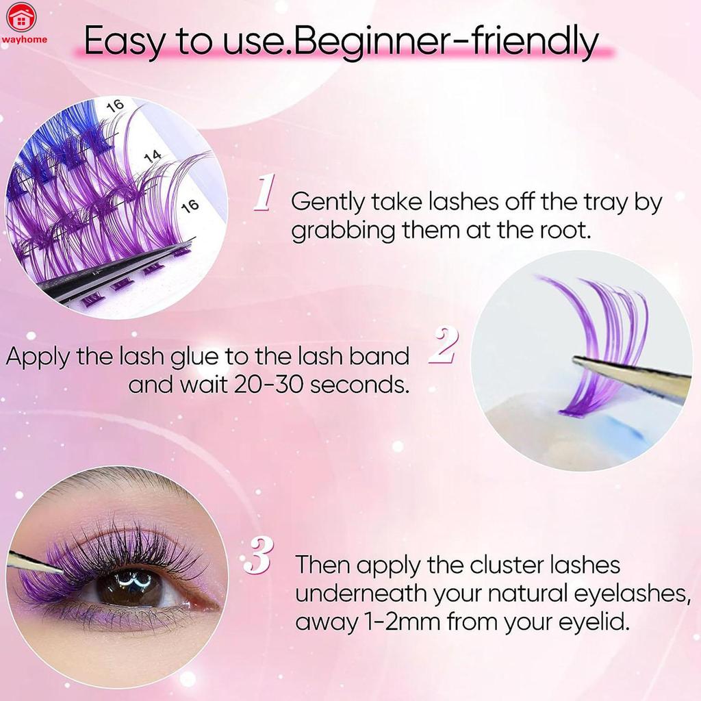DIY Colored Lash Clusters Rainbow Mixed 6 Colors Colorful Cluster ...