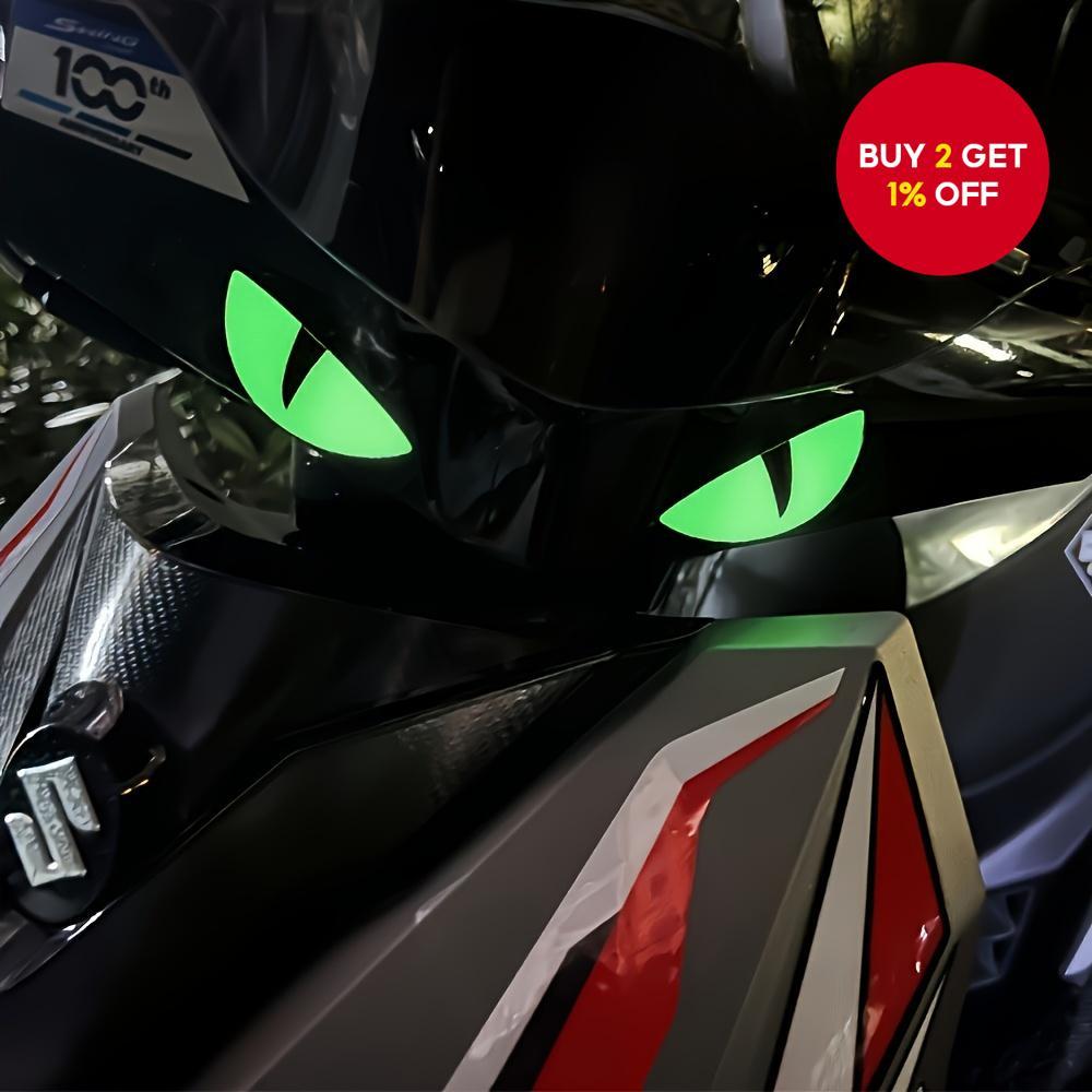 Motorcycle Helmet Scooter Demon Eye Vinyl Decal Luminous PVC Sticker ...