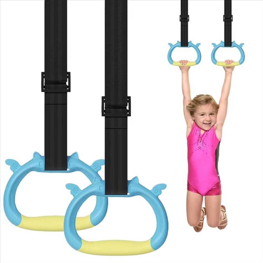 DOREEN1 Children Gymnastic Rings, Non-Slip Adjustable Straps Pull up ...