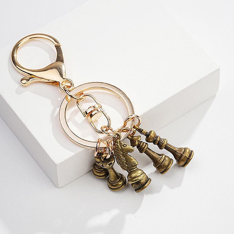 [OVictory] Chess Keychain Set Glass Dome Pendant Car Keychain Ring ...