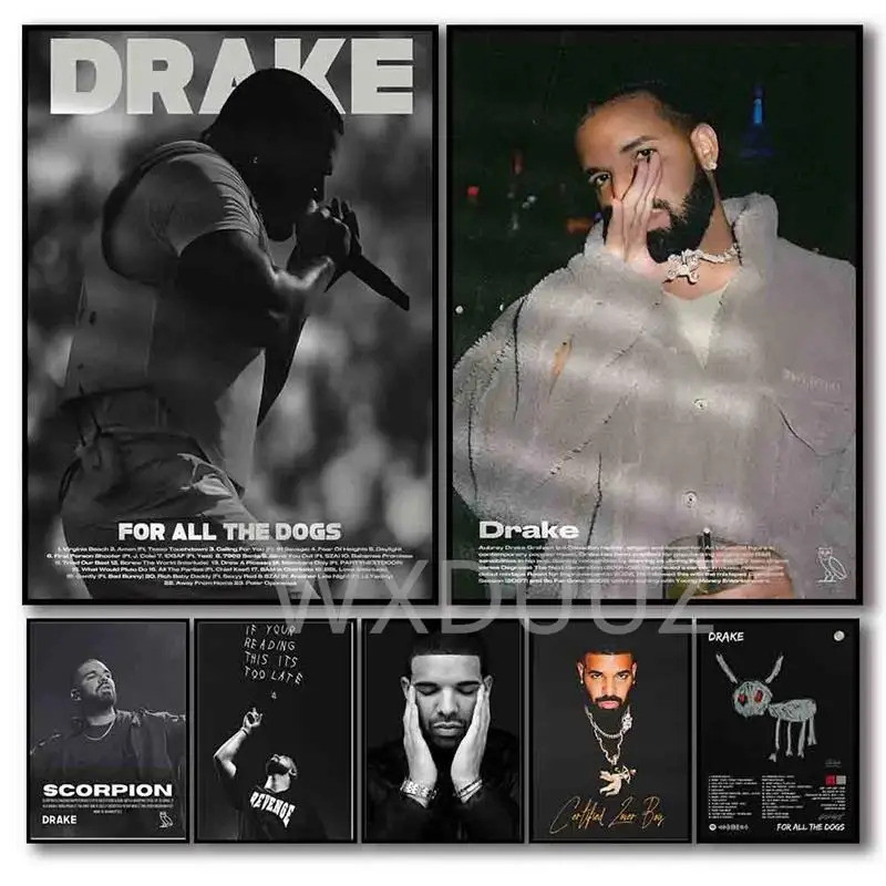 Black White Drake Concert Poster Canvas Print Modern Music Room Decor ...