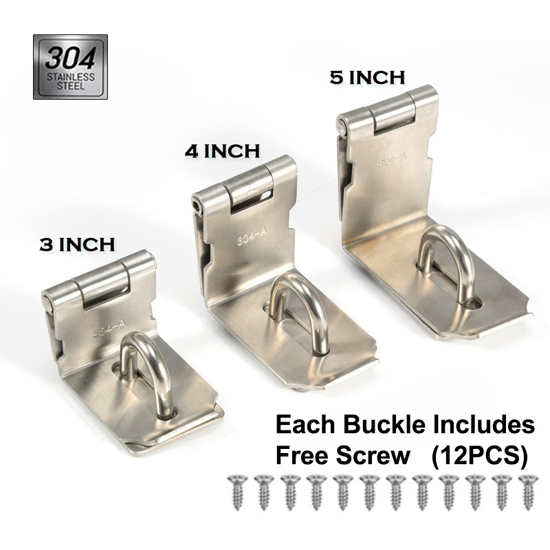 3/4/5Inch Stainless Steel 90 Degree Padlock Hasp Door Shed Latch Lock ...