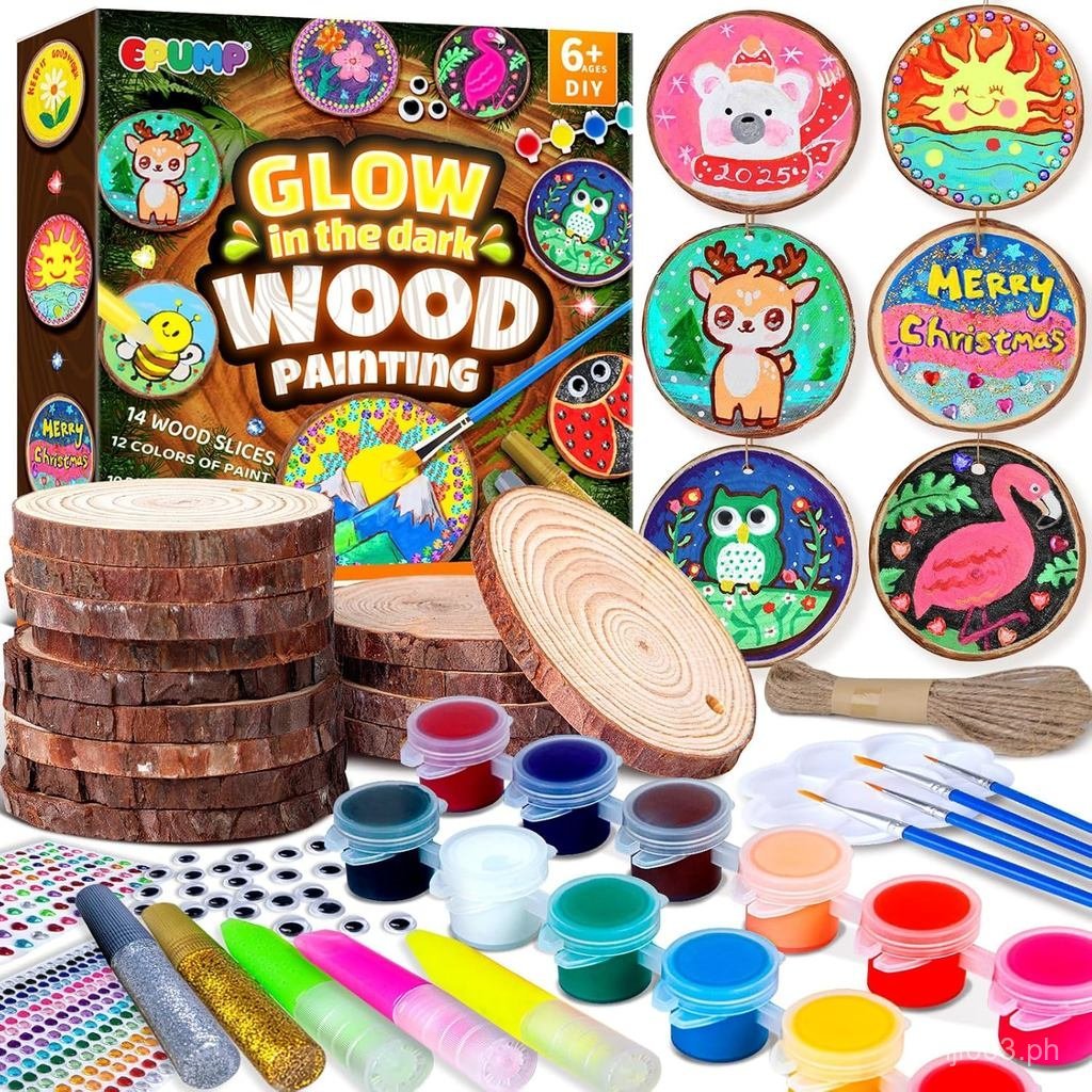 EPUMP Wooden Painting Kit for Kids - Glow in The Dark Arts and Crafts ...