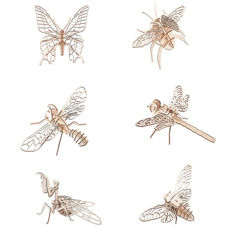 New Wooden 3D Three-Dimensional Puzzle Insect Series Large 2 Pieces ...