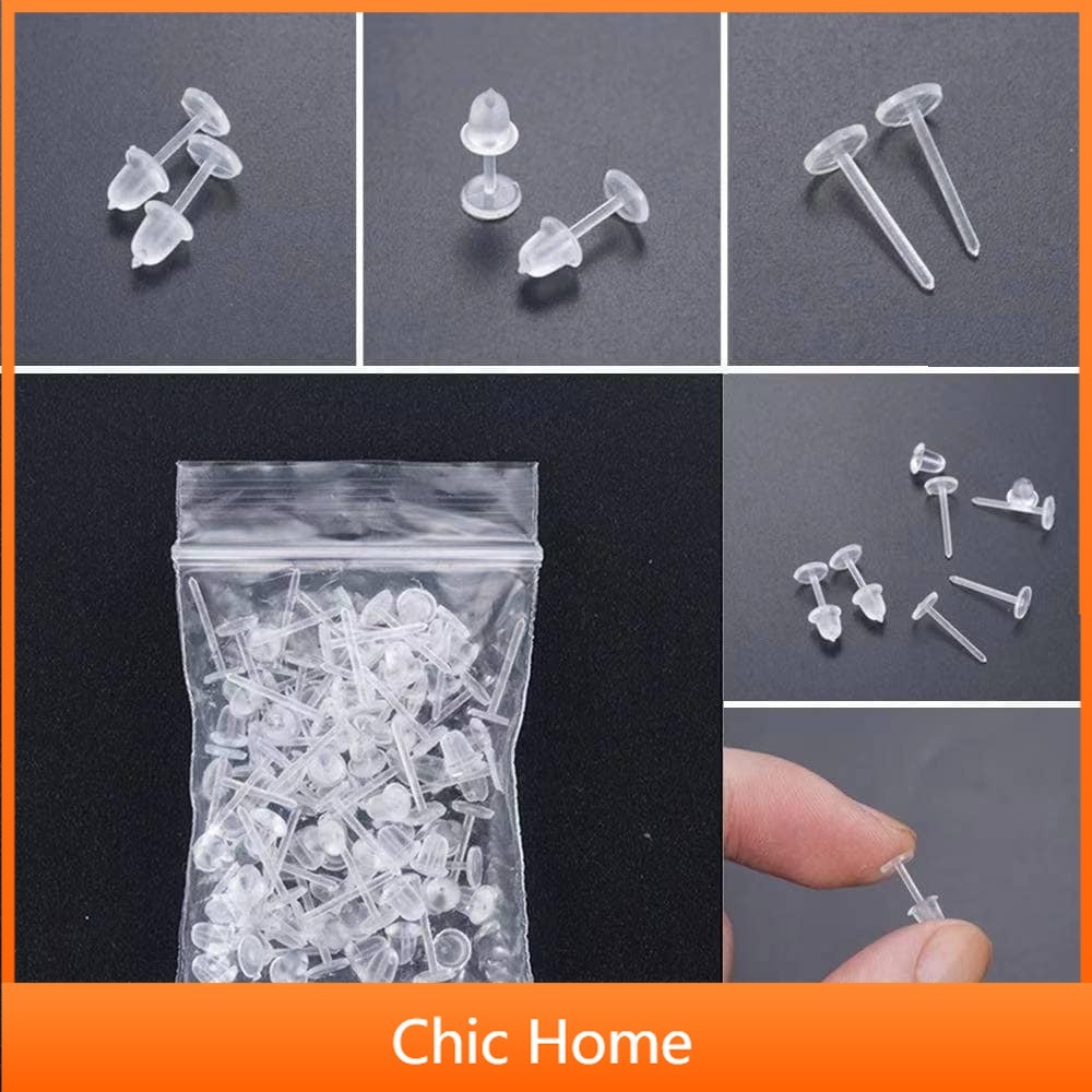 50Pairs/pack Anti Allergy Transparent Ear Studs Needle Plastic ...