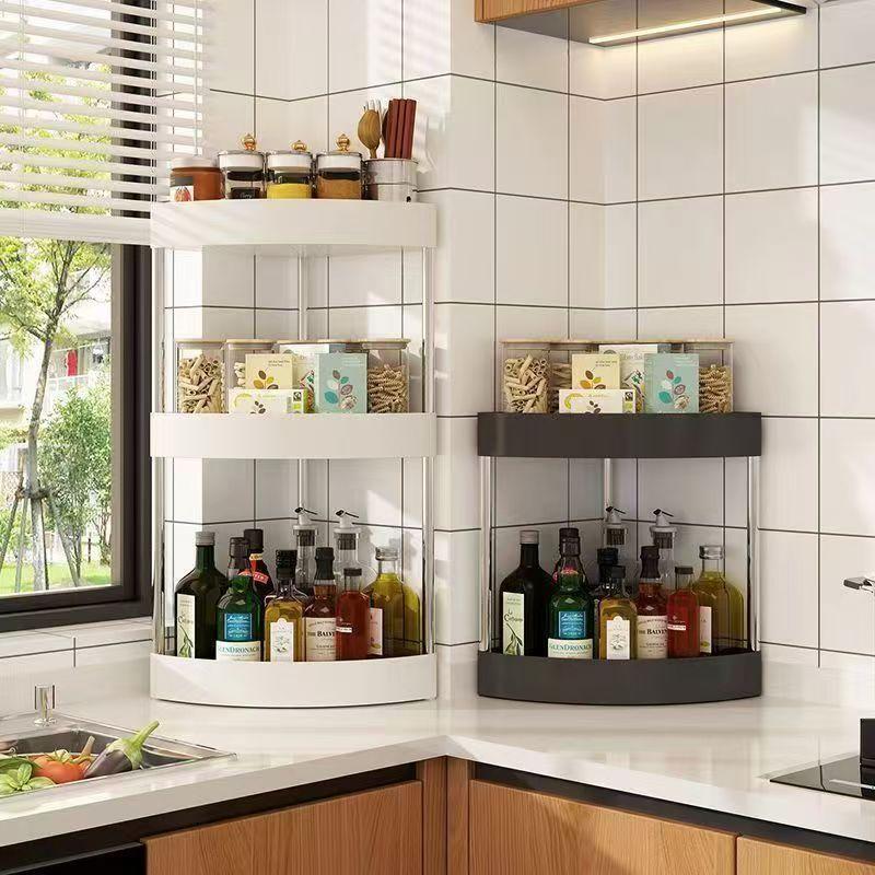 Corner Storage Rack Spice Rack Countertop Multi-layer No-drill Triangle ...
