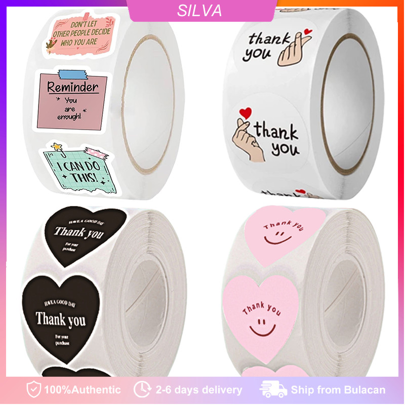 500Pcs/Roll Seal Labels Love Heart Labels Thank You Simple Stickers ...