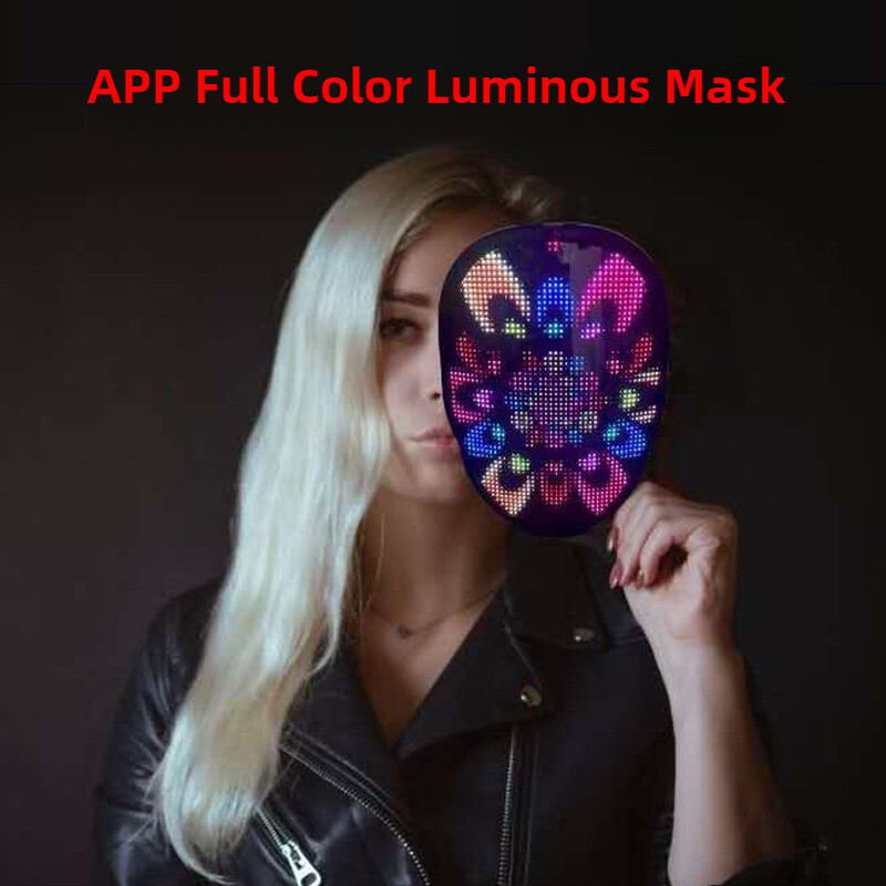 APP Display Full Color Bluetooth Luminous Mask Halloween Party Dance ...