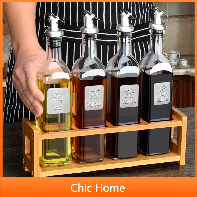 Wooden Condiment Rack Spice Rack Oil Bottle Wooden Shelf Bracket Oil ...