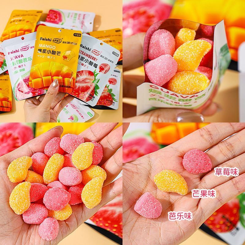 New Product Mango Pop Pulp Gummy Strawberry Guava Marshmallow Snacks ...