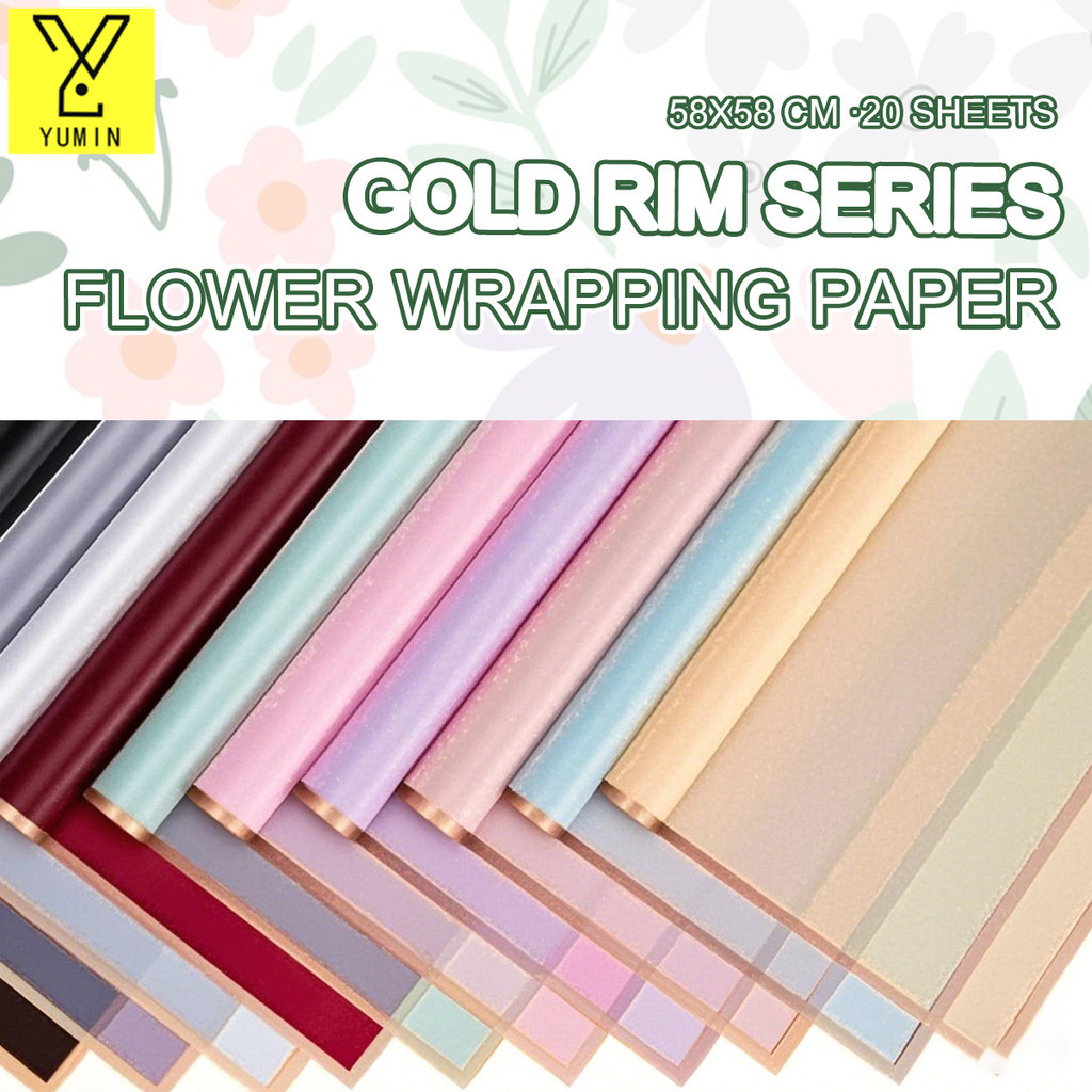 Handmade DIY Decoration Bouquet Wrapper Gold-Edge Flower Wrapping Paper ...