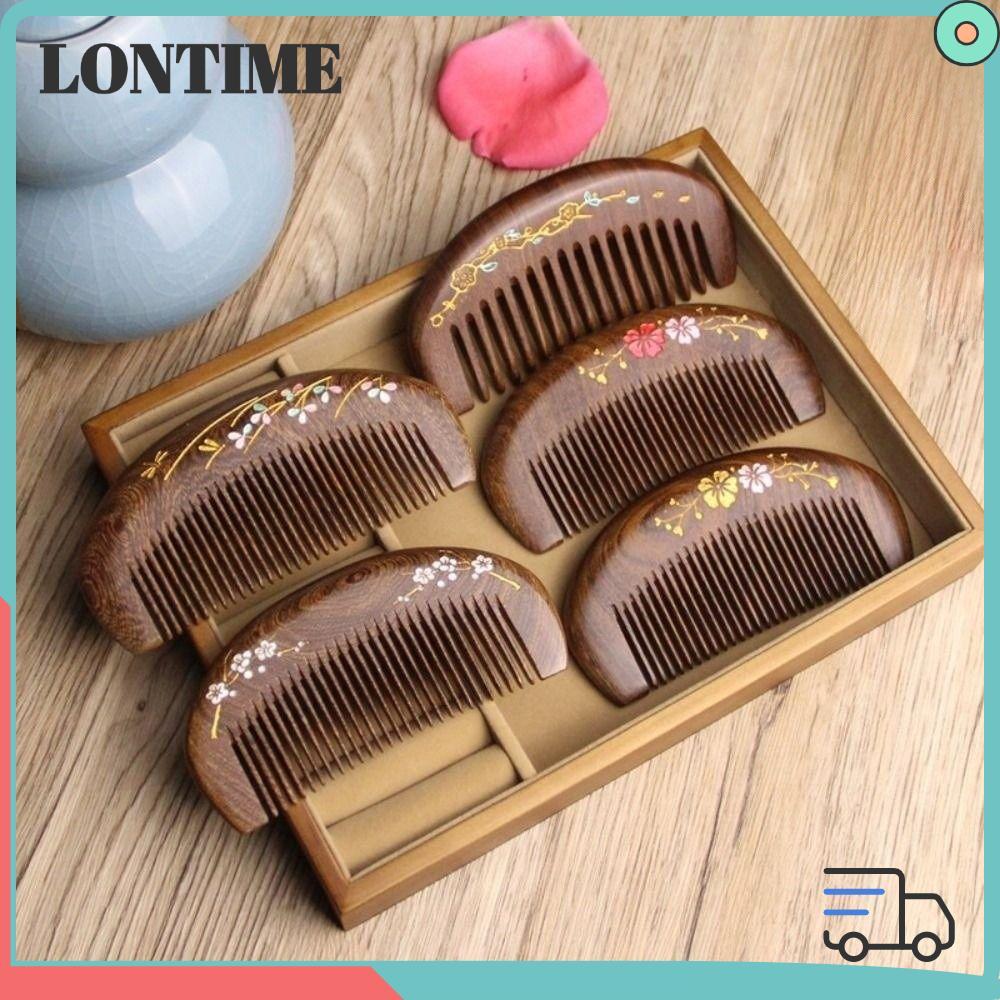 LONTIME STORE Sandalwood Hair Comb, Gold Sandalwood Thickened Hair ...