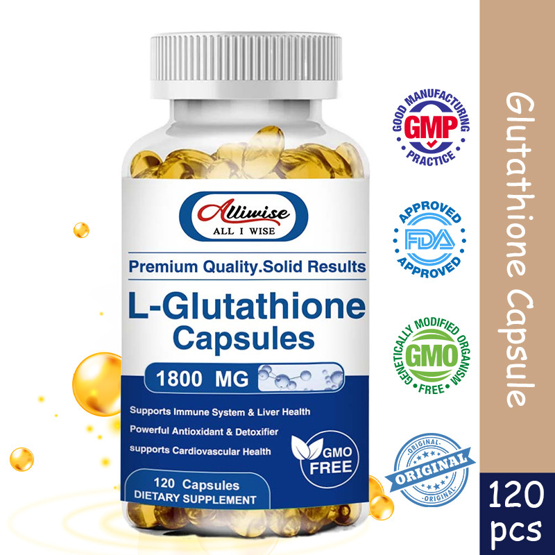 L-Glutathione 1800mg with Vitamin C 50mg Capsules Promotes Skin Whitening & Brightening Antioxidant