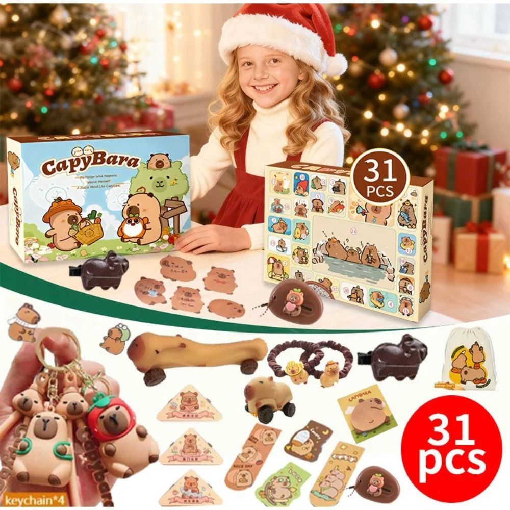 Calendario De Adviento De Capybara 2025 – 31 Figuras Y Accesorios Adorables, Cuenta Atrás Navideña Para Niños, Sorpresas Diarias Para Fiestas Infantiles