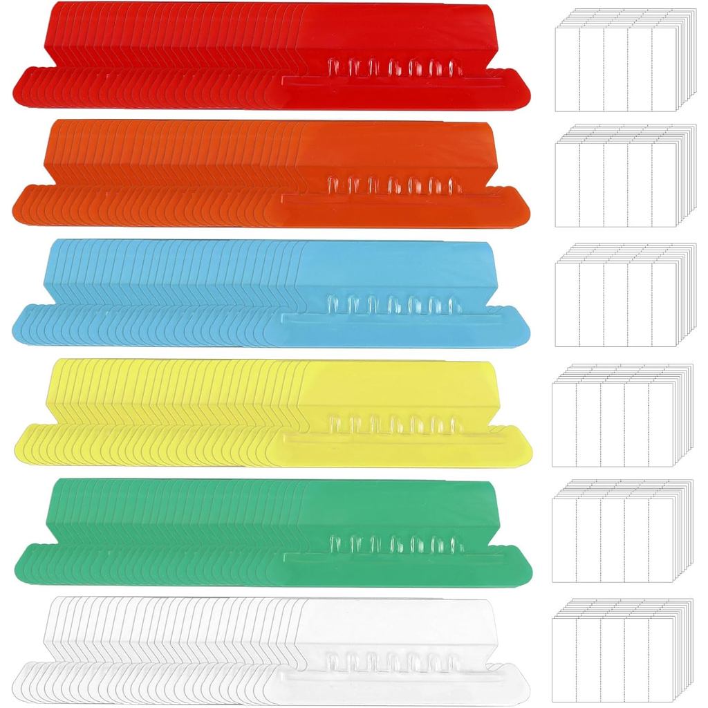 120 Set File Folder Tabs and Inserts - Multicolour Plastic Hanging File ...