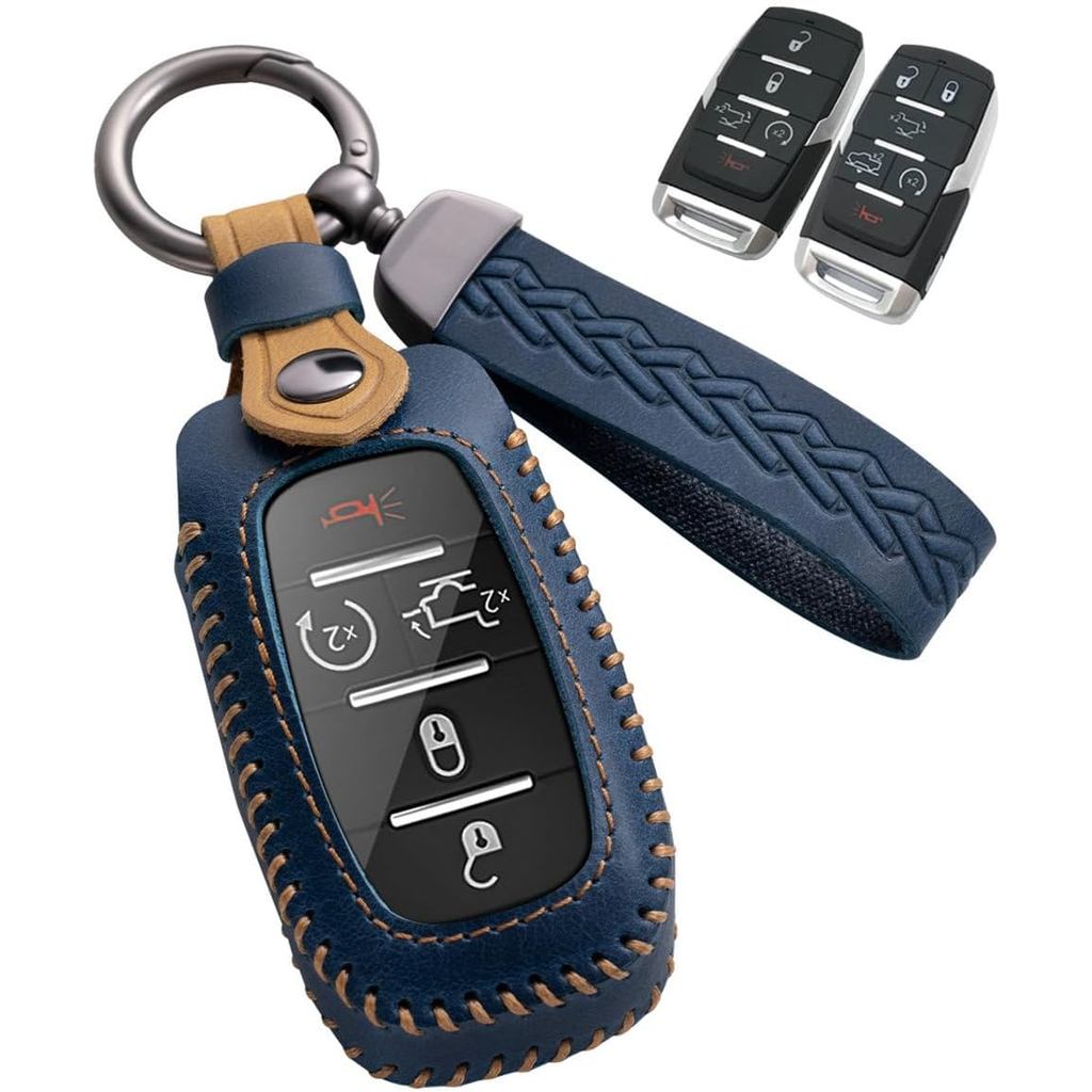 for Dodge Ram Key Fob Cover Leather Car Key Case Protector keychain ...
