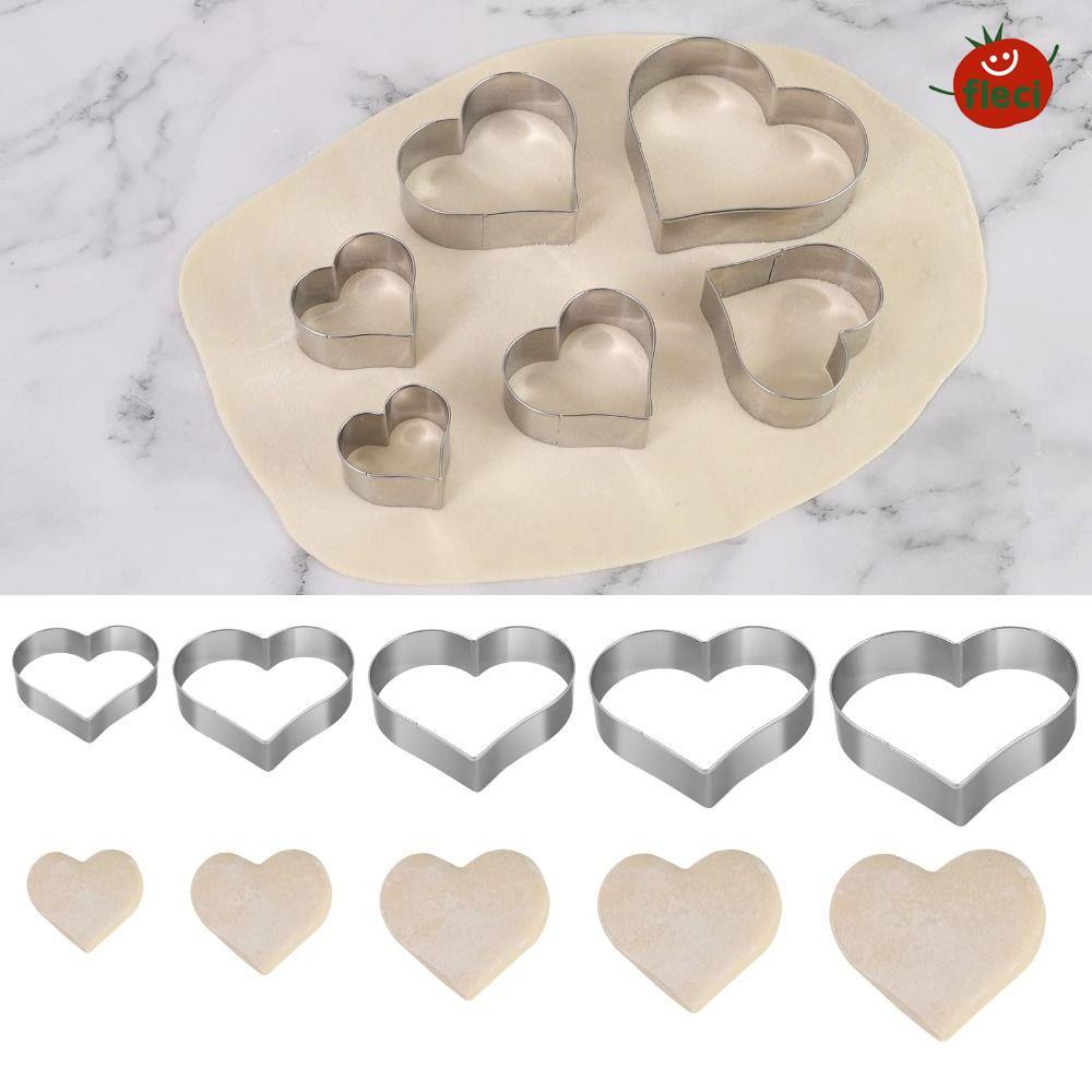 FLECI 5Pcs Heart Cookie Cutter Set, Stainless Steel Multiple Sizes ...