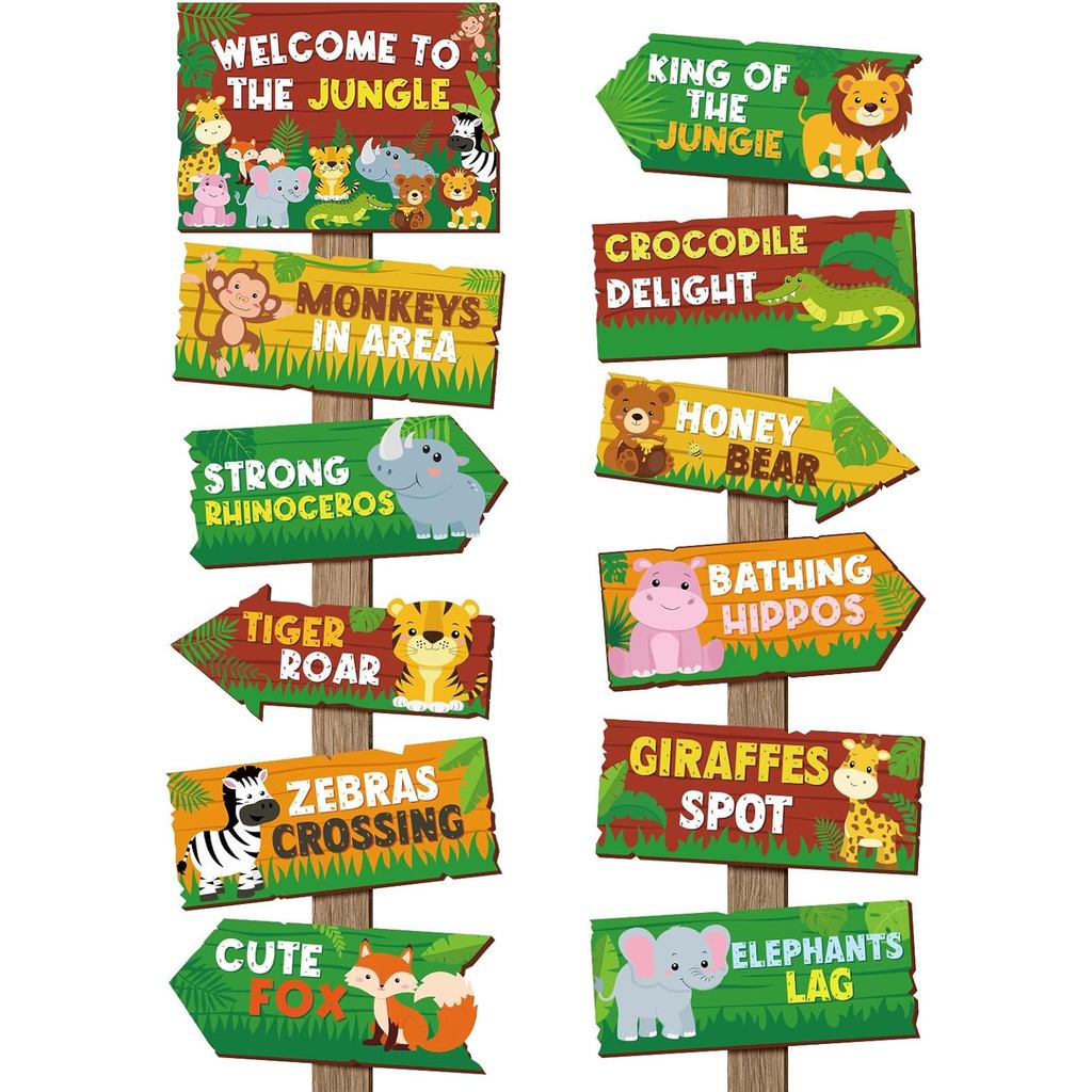 24 Pieces Safari Party Sign for Welcome to Jungle Safari Theme Party ...