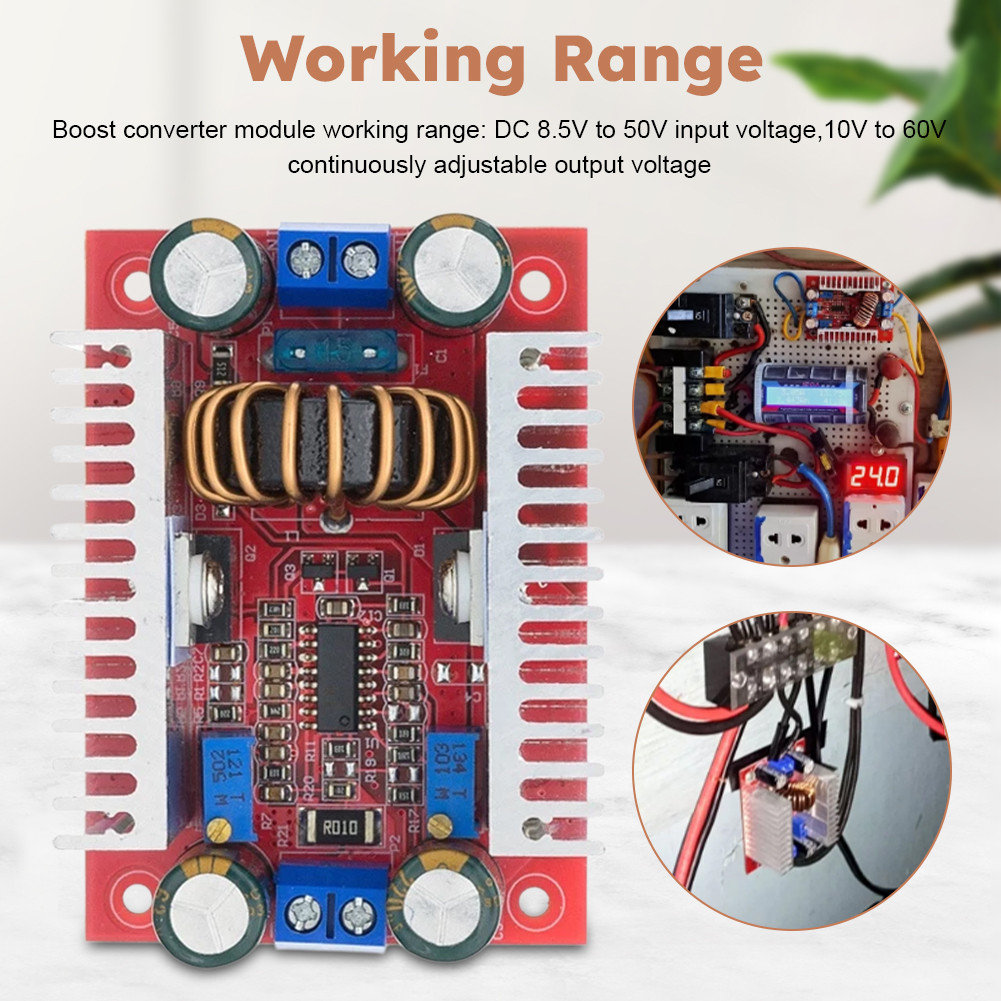 400W 15A Step Up Boost Converter Module DIY Electric DC 8.5-50V To 10 ...