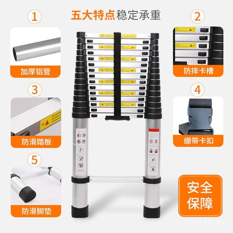 Portable multifunctional home-use single-sided aluminum alloy ladder ...