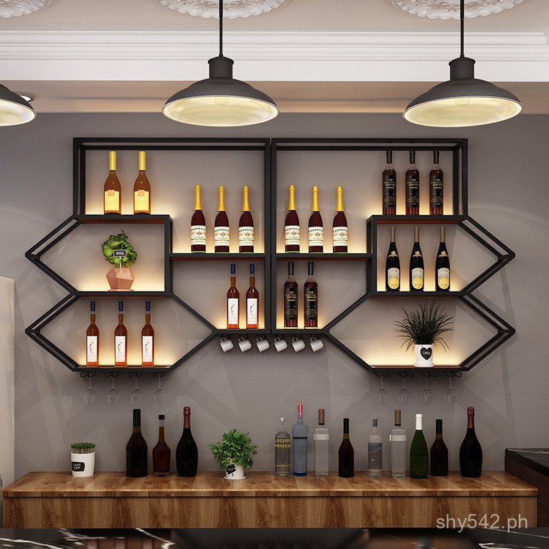 Iron Art Wine Rack Light Luxury Modern Wall-Mounted Restaurant Wine ...