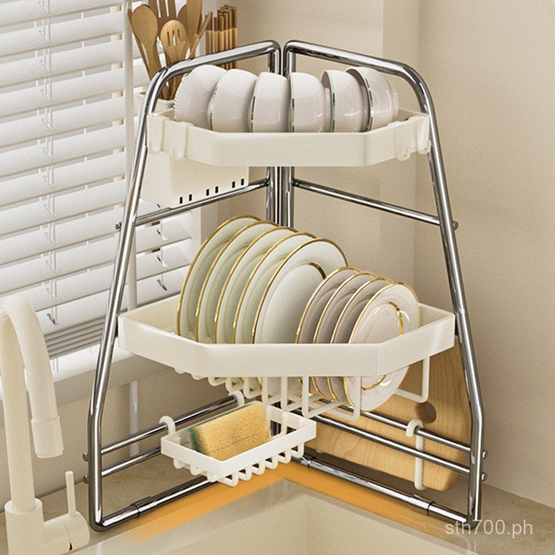 Cream White Stainless Steel Storage Rack Bowl Rack Bowl Plate Multi ...