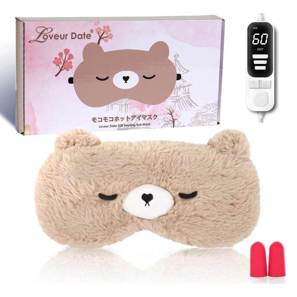 Loveur Date Fluffy Hot Eye Mask, USB Electric Heating, Cute, Relaxing ...