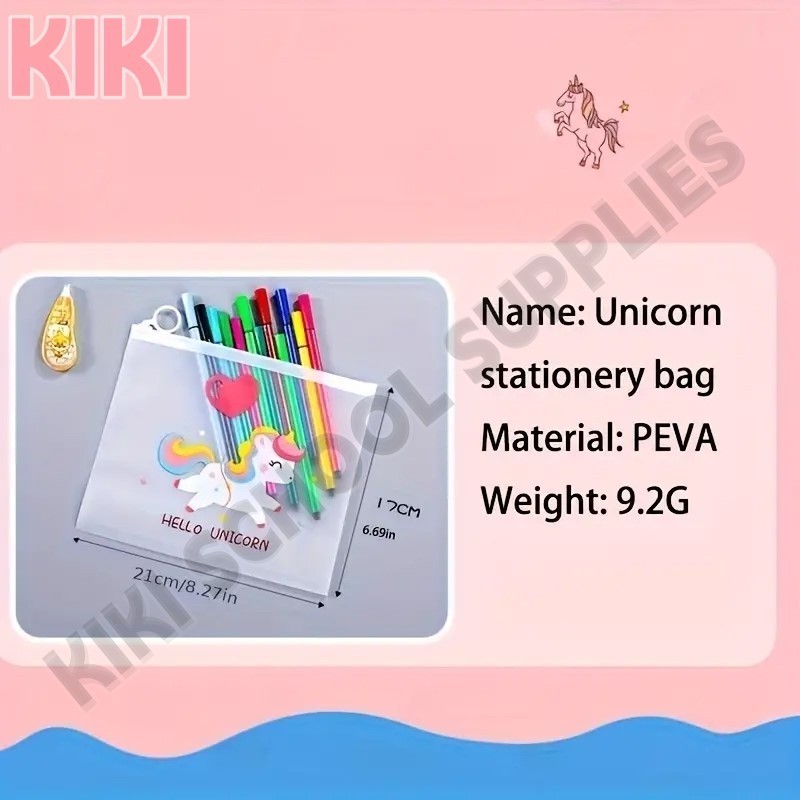 KK Cartoon Transparent Cute Unicorn File Pink Leopard Bag Student ...