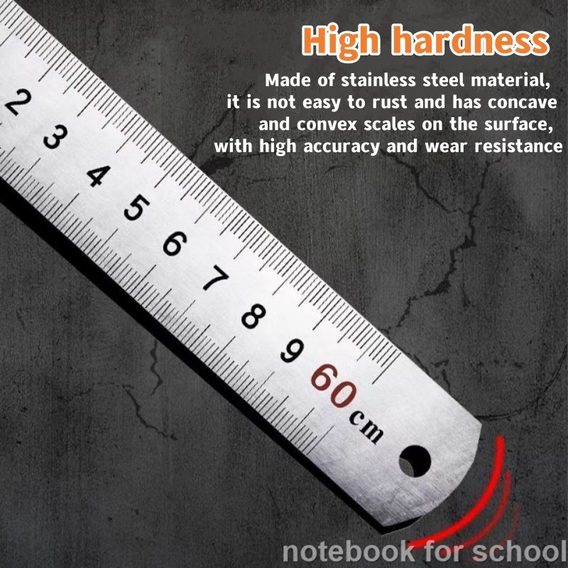 30/60cm Stainless Steel Ruler Metal Aluminum Ruler Drawing Multi ...