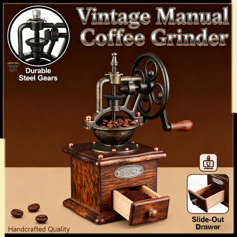 Vintage Manual Coffee Grinder Hand Crank DIY Coffee Maker Machine ...