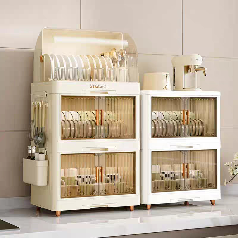 SBH Foldable Plastic Dish Rack with Cover for Plates and Bowl Space ...