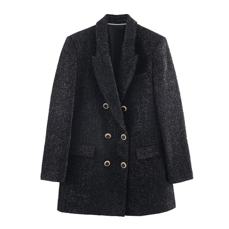 2025 new European and American style double breasted gold thread suit ...