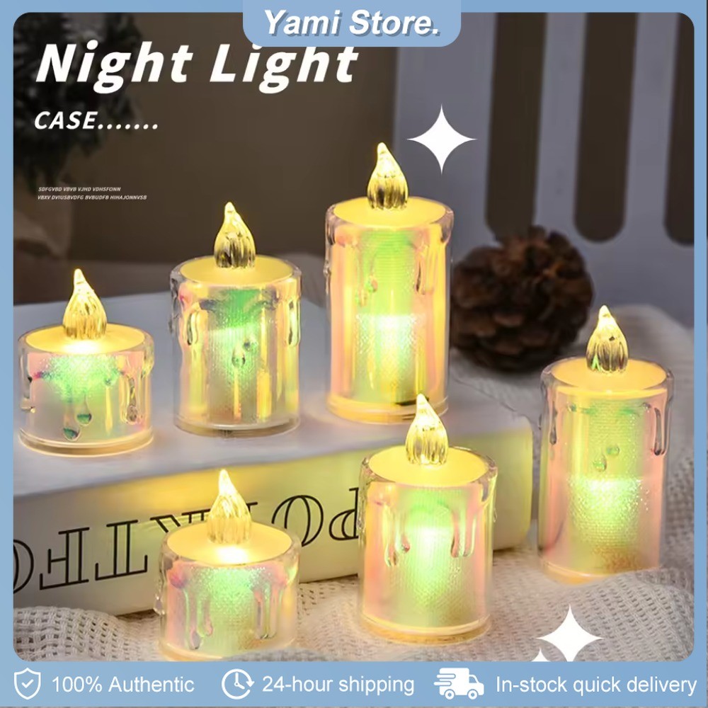 LED Flameless Electric Candles Light Acrylic Glass Battery Flickering ...