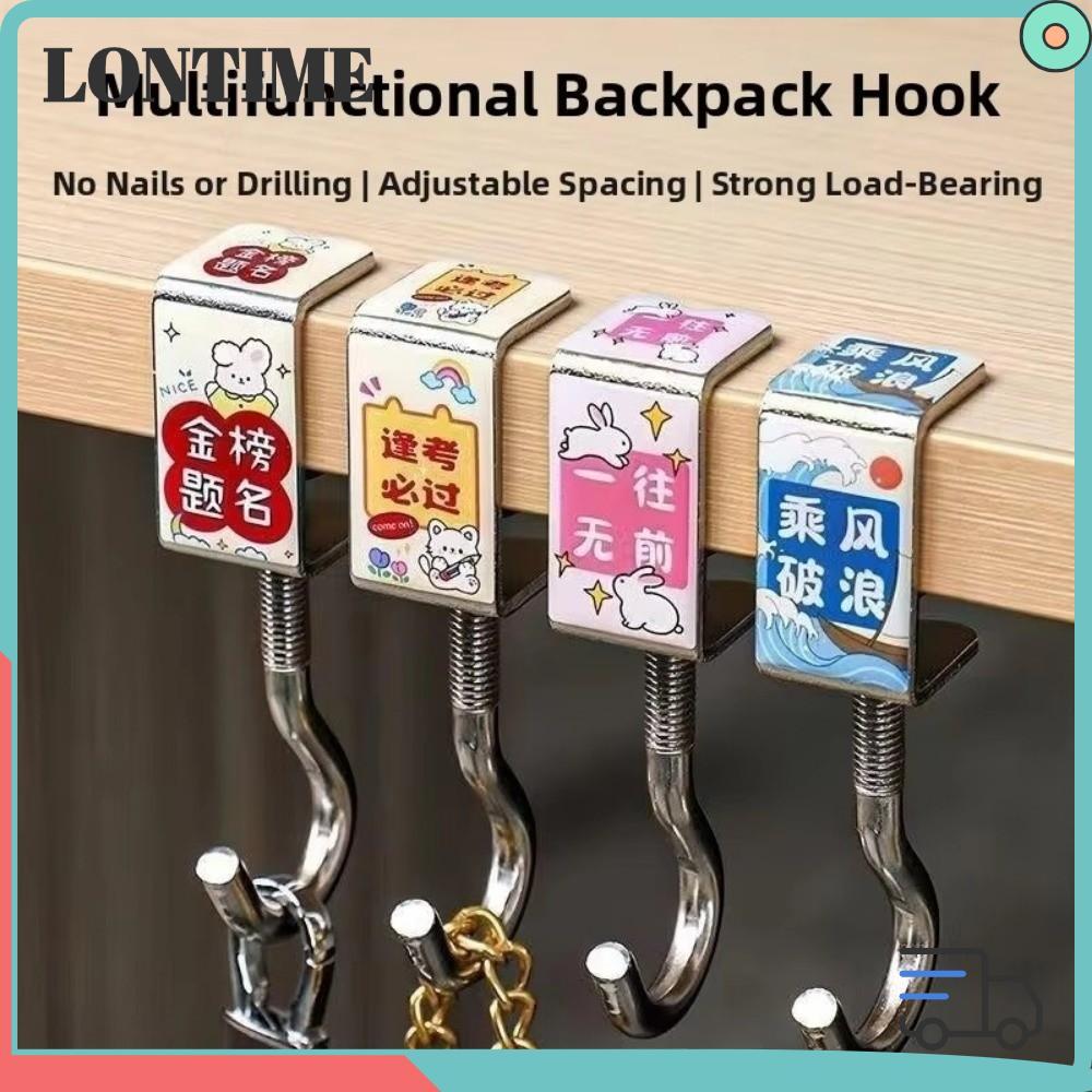 LONTIME STORE Student Bag Hook, Steel Detachable Desk Side Hook ...