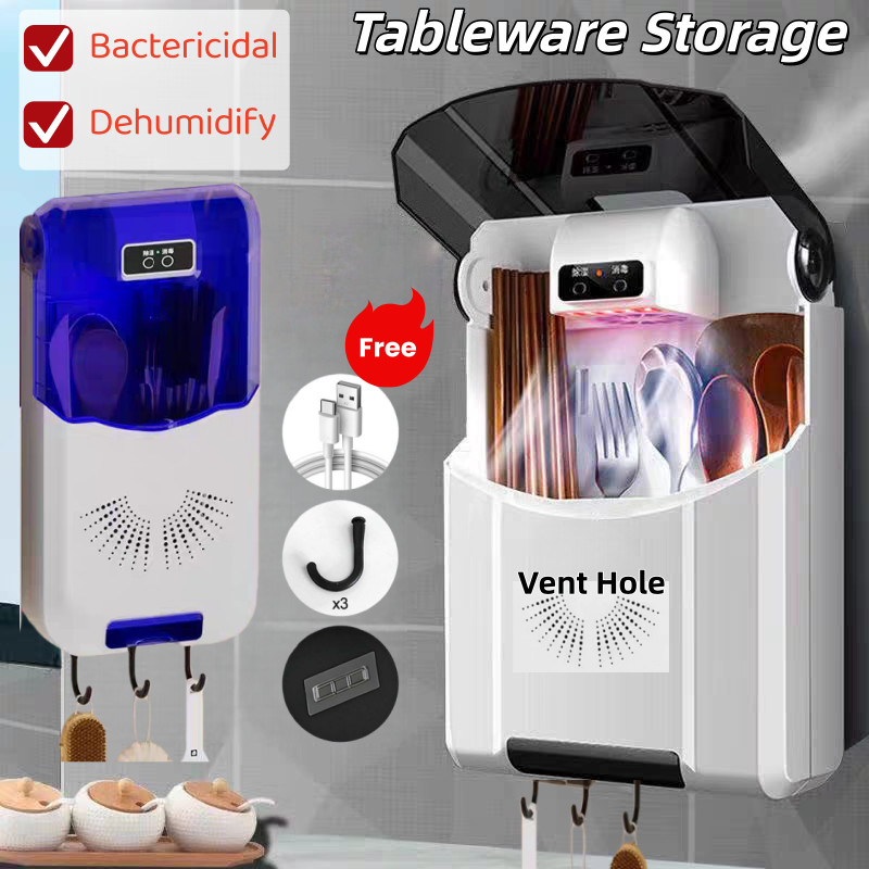 UV Disinfection Cabinet Kitchen Wall-mounted Spoon Fork Sterilizer Box ...