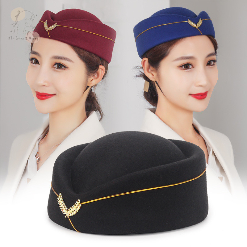 Stewardess Hat Beret Hat Women Air Hostesses Hat Party Favors Hats ...