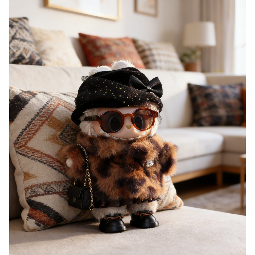 Labubu Doll Clothes Only (No Doll) Winter Splendid Rich Leopard Coat ...