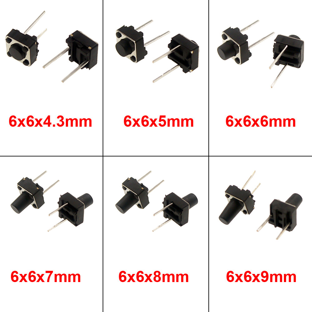50/100Pcs Micro Tactile Switch Momentary Tact DIP Switch 2Pin 6 x 6mm ...