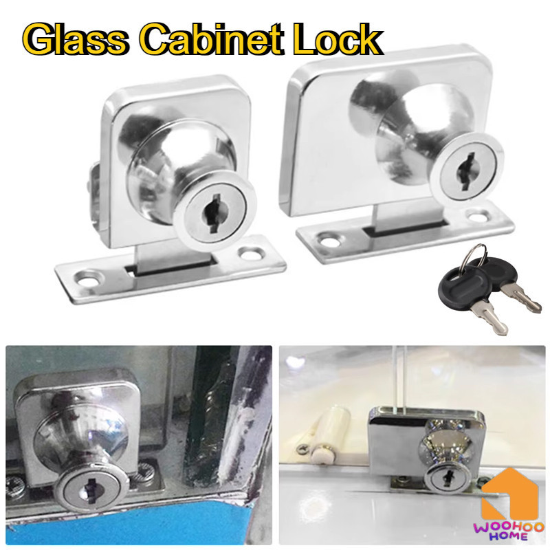 Double Glass Lock Zinc Alloy Showcases Lock Push Sliding Locks Display ...