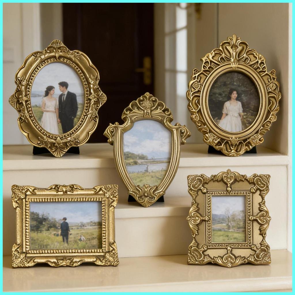 Miniature Picture Frames 5 Pieces Gold Antique Photography Decor Galley ...