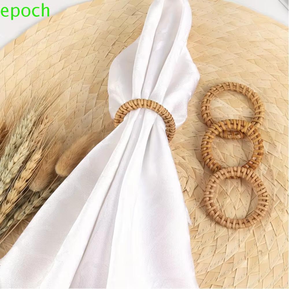 EPOCH 12Pcs Bohemian Rattan Napkin Ring, Rustic Hand-woven Table Napkin ...