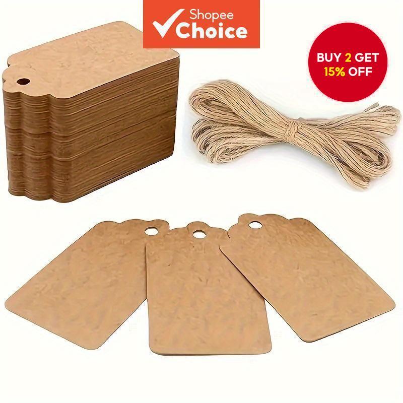 47-Piece Kraft Paper Gift Tags with Strings - 4x7cm Size, Ideal for ...