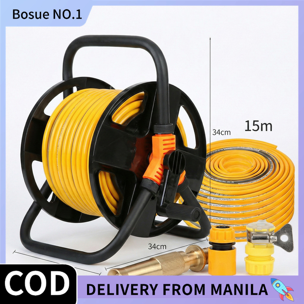 Portable Hose Reel Rack + 15m Water Hose Complete Set High Pressure Car ...