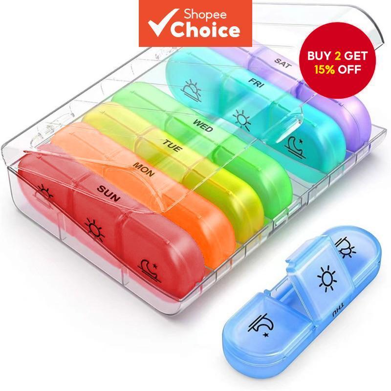Portable Travel Pill Box 7 Days 21 Grids 3 Time One Day， Mini Medicine ...