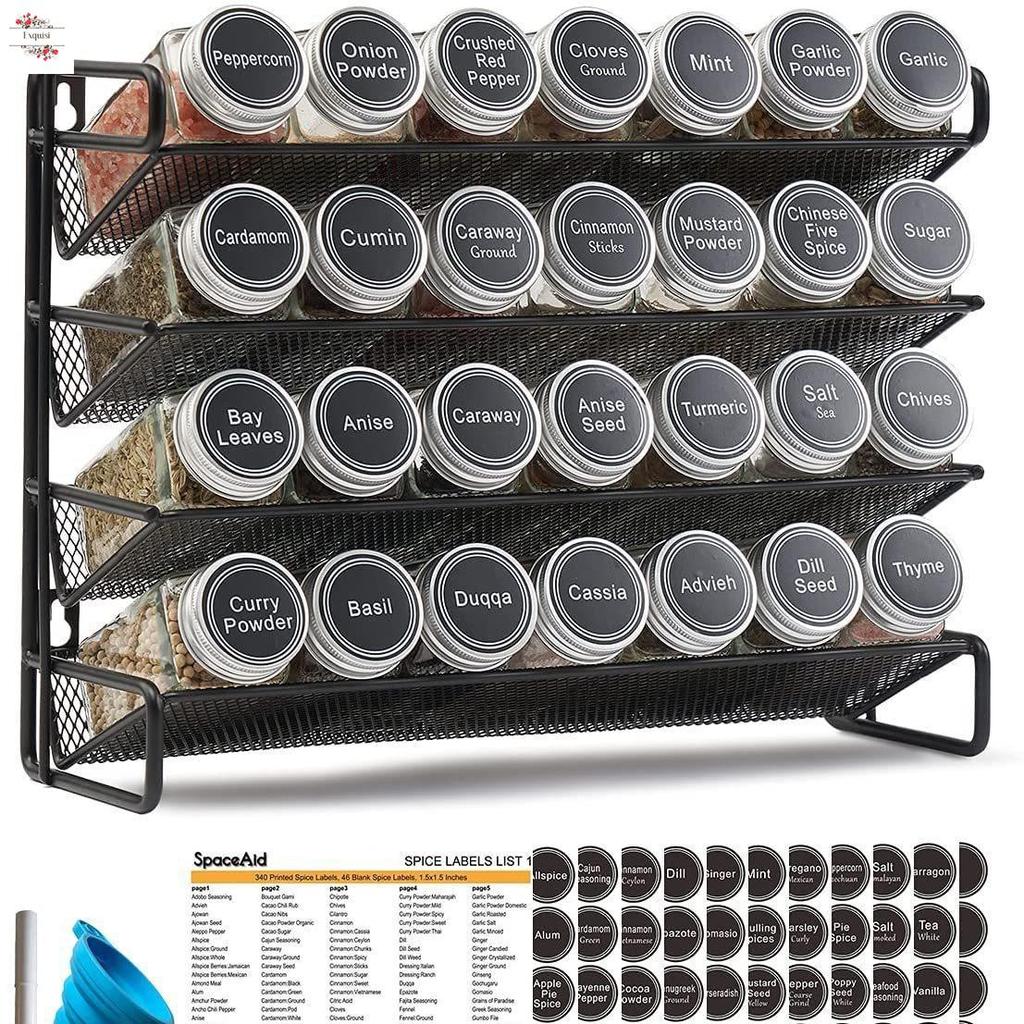 4-Tier Wall Mounted Spice Rack - Kitchen Cabinet Organizer for Bottles ...